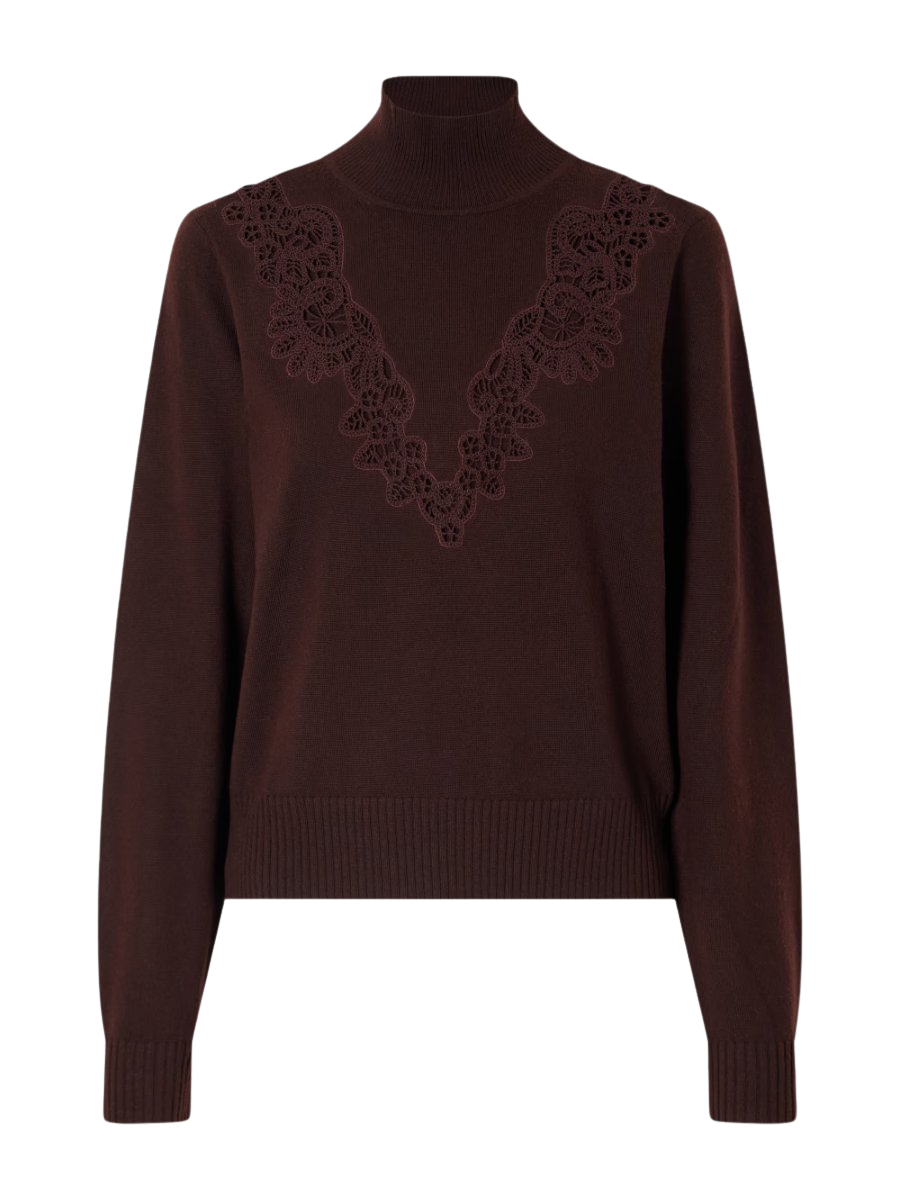 Valiant lace-trimmed wool turtleneck sweater