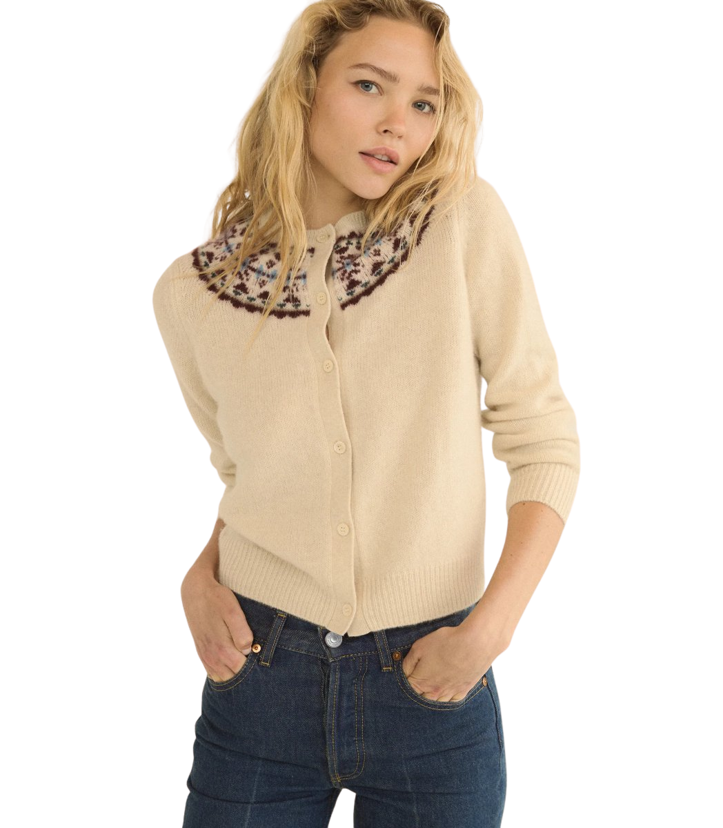 OLYMPE CASHMERE CARDIGAN -- COTTAGE