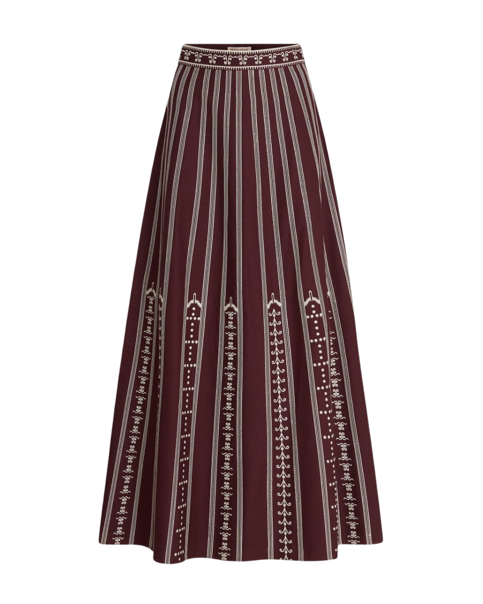 Camille Skirt with Greek Mask Embroidery