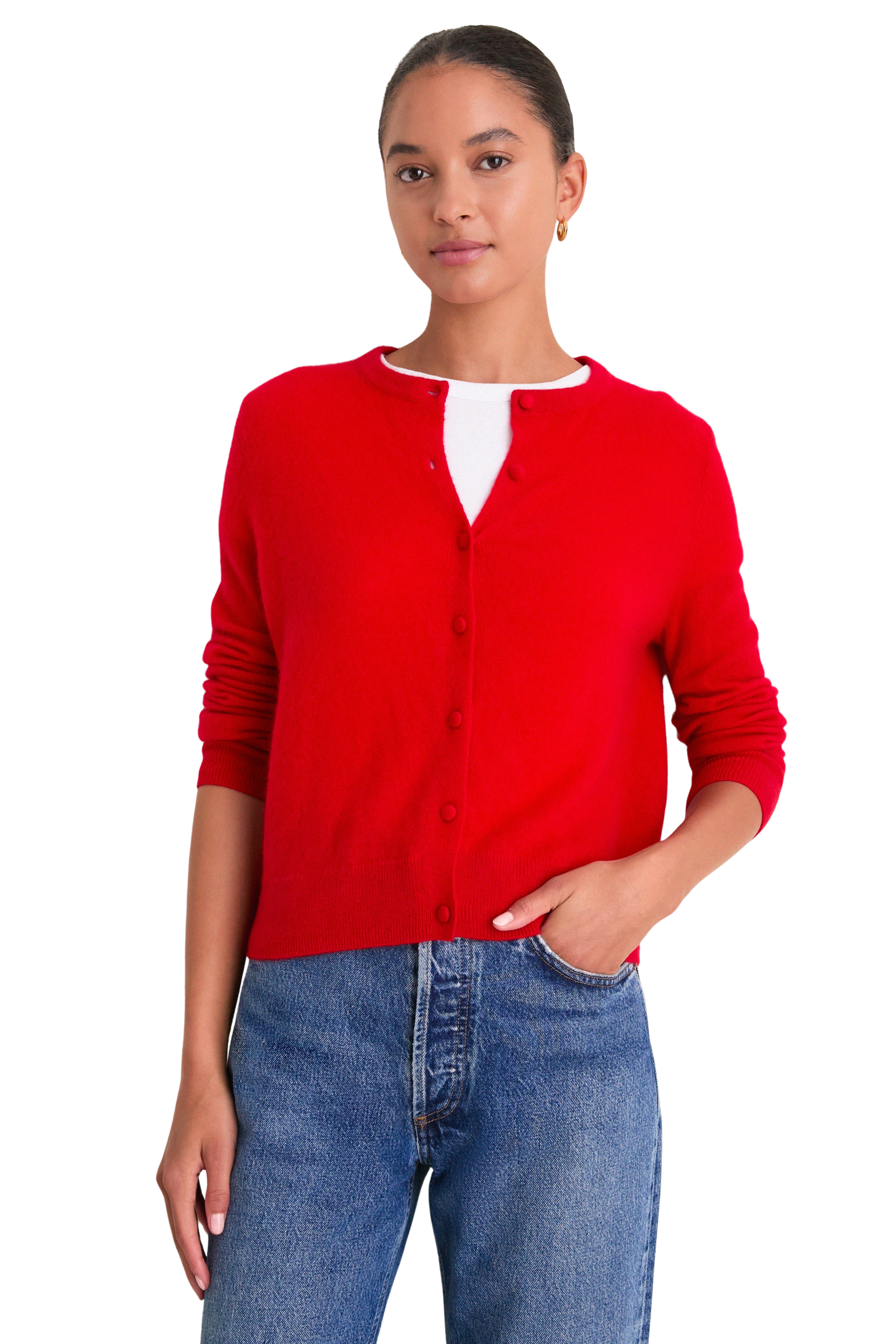 Apple Red Cashmere Riley Cardigan