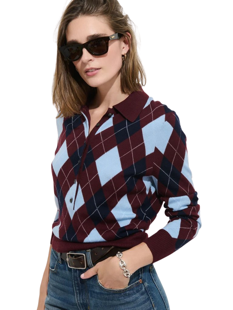 Lillian Polo in Argyle Merino Wool