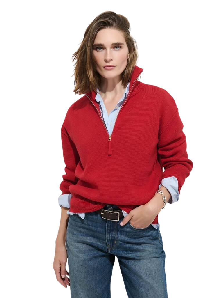 Daphne Half-Zip Sweater in Cotton Cashmere