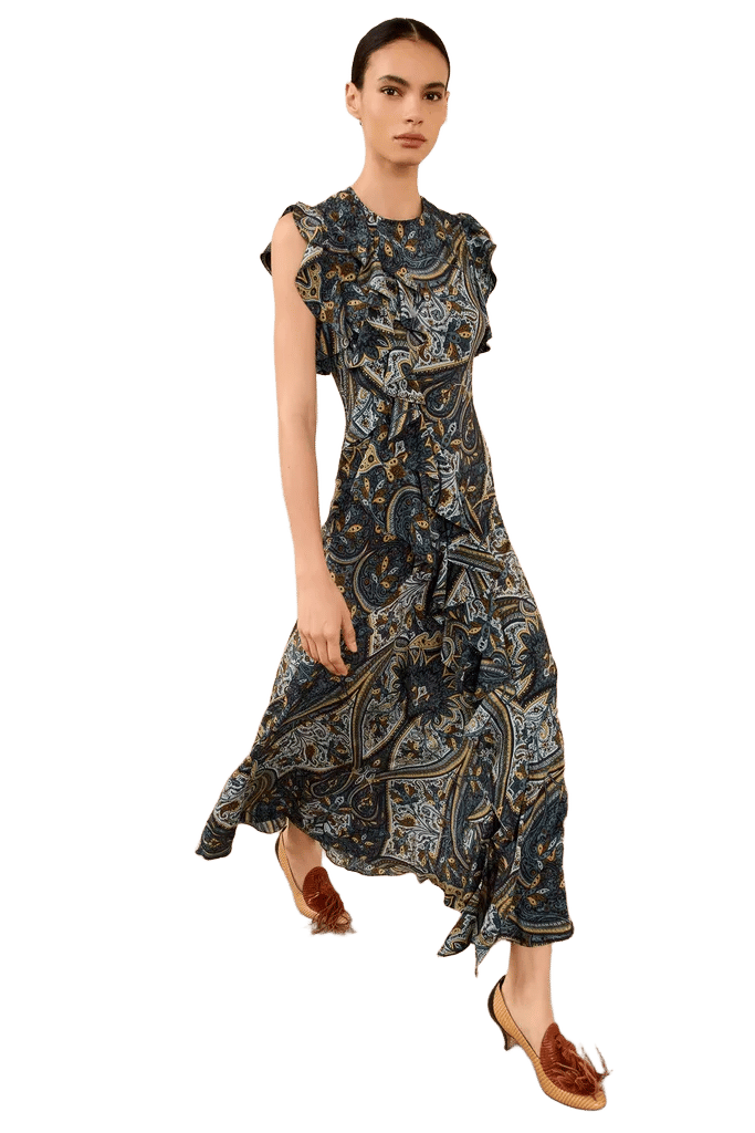 Ameline Sleeveless Silk Dress - Prussian
