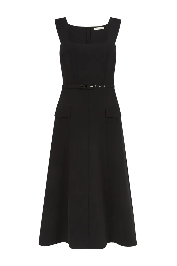 Petra Dress in Black Single Wool Crepe