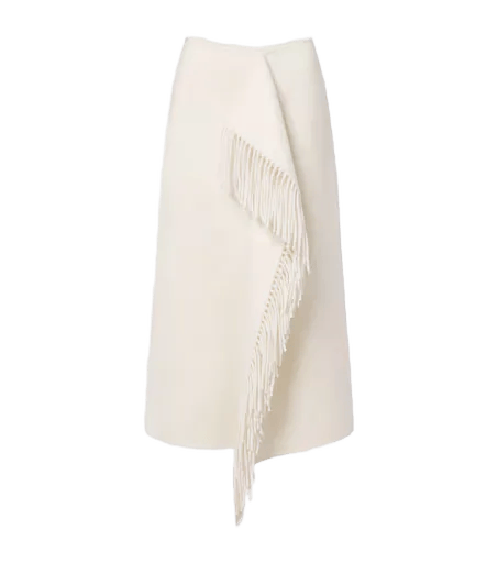 Fringed wool and cashmere midi skirt