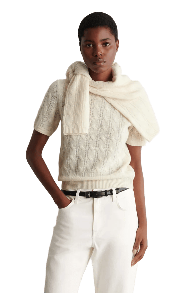 CABLE-KNIT CASHMERE T-SHIRT