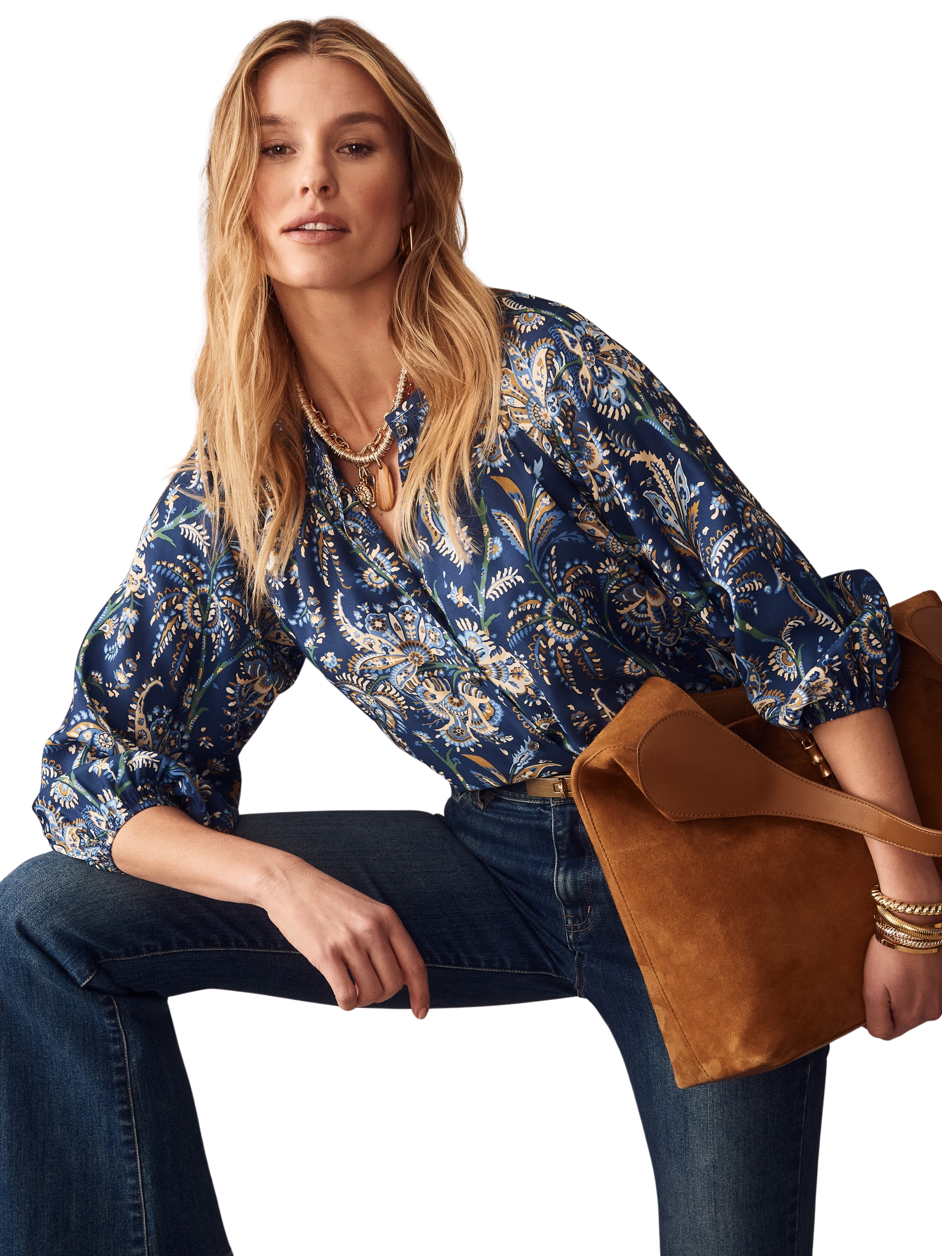 Constance Silk Blend Blouse in Maxi Heirloom Paisley
