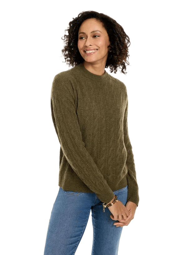 Cashmere Mixed Cable Crewneck Sweater