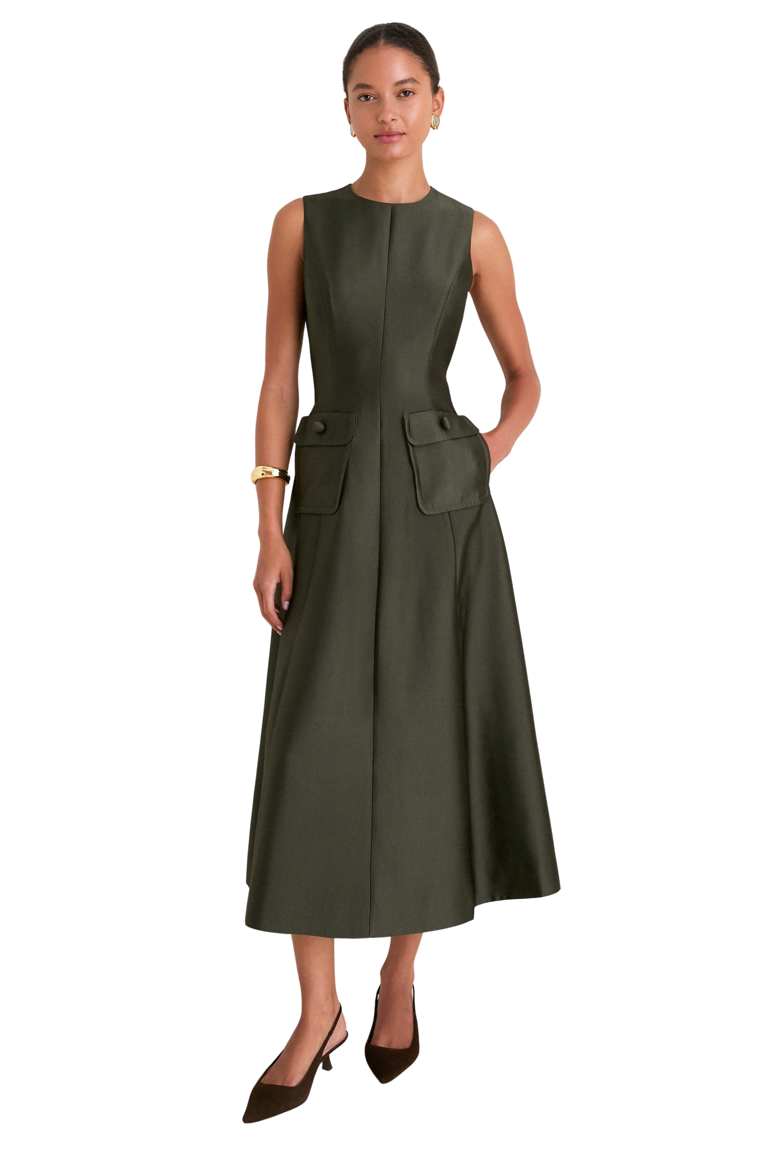 Evergreen Dupioni Helene Dress