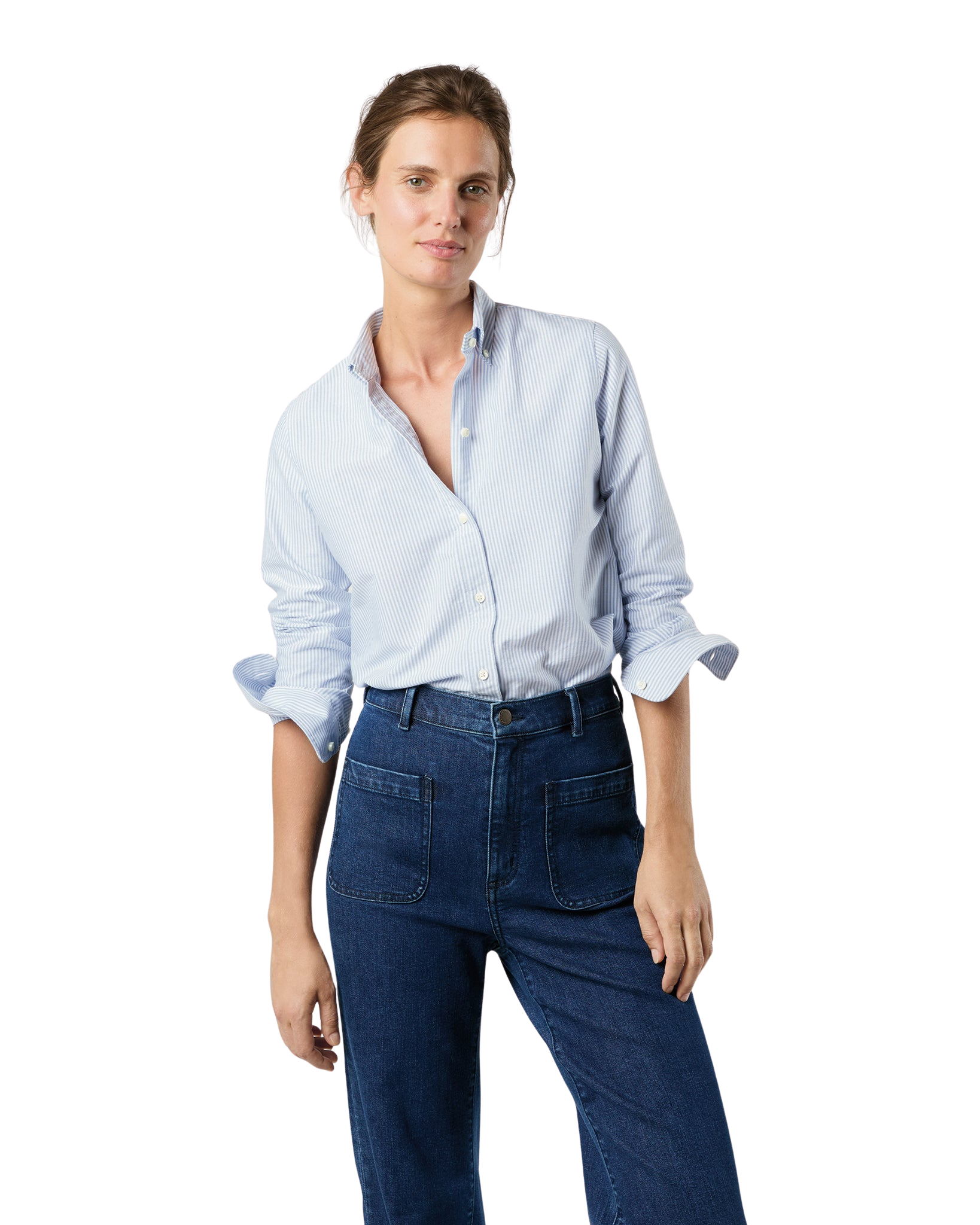 Schoolgirl Shirt in Blue University Stripe Oxford