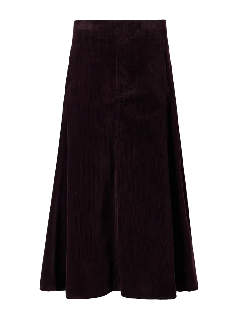 Cotton-corduroy midi skirt