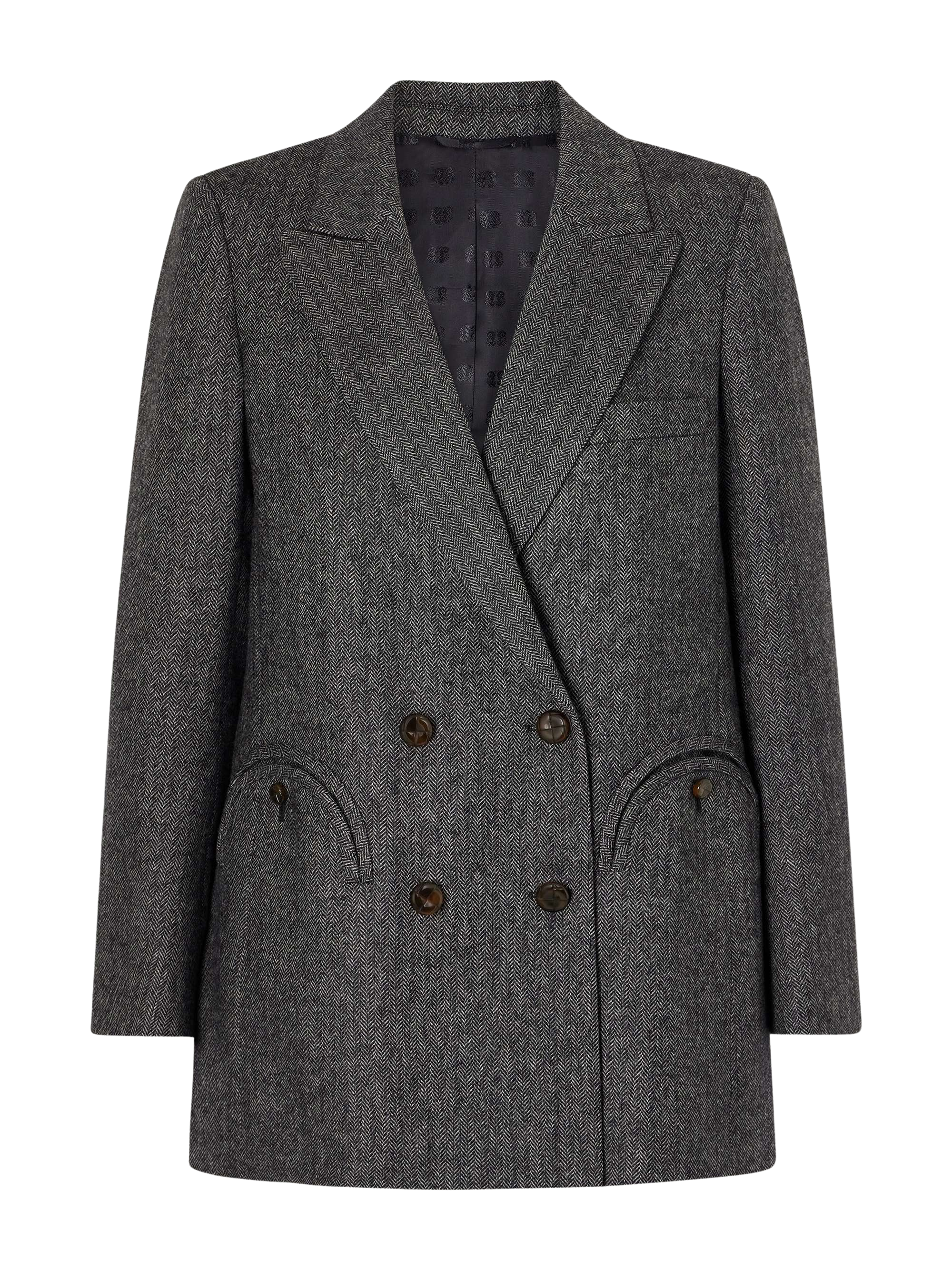 Everyday double-breasted herringbone wool-blend blazer