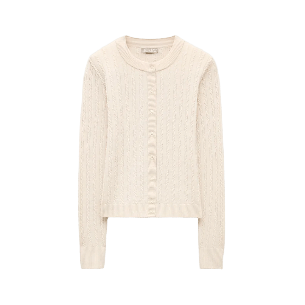 Cable-knit cardigan in merino wool blend