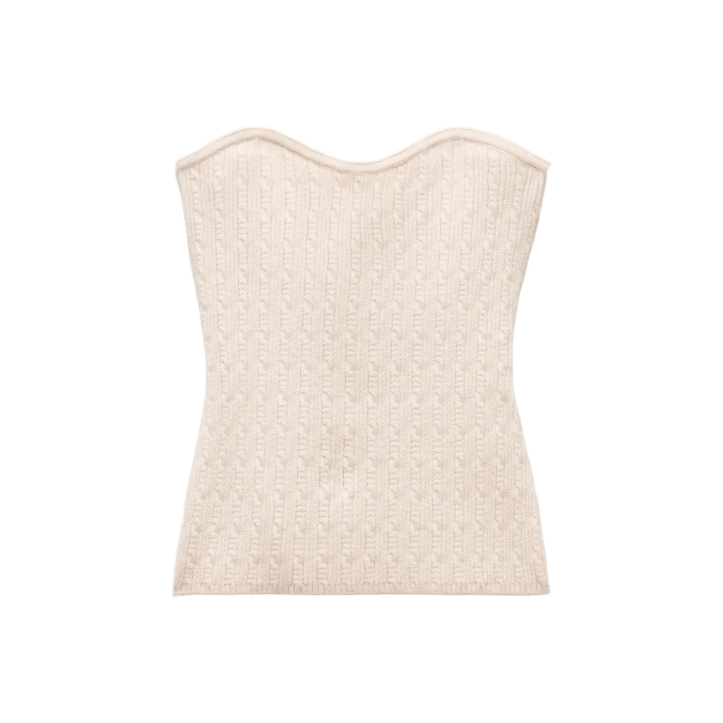 Cable-knit tube top in merino wool blend