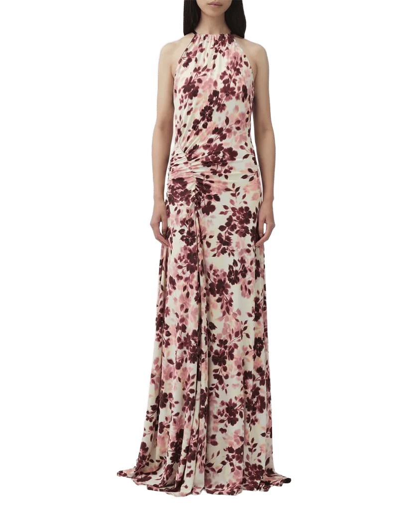 Cerin Floral-Print Jersey Halter Maxi Dress