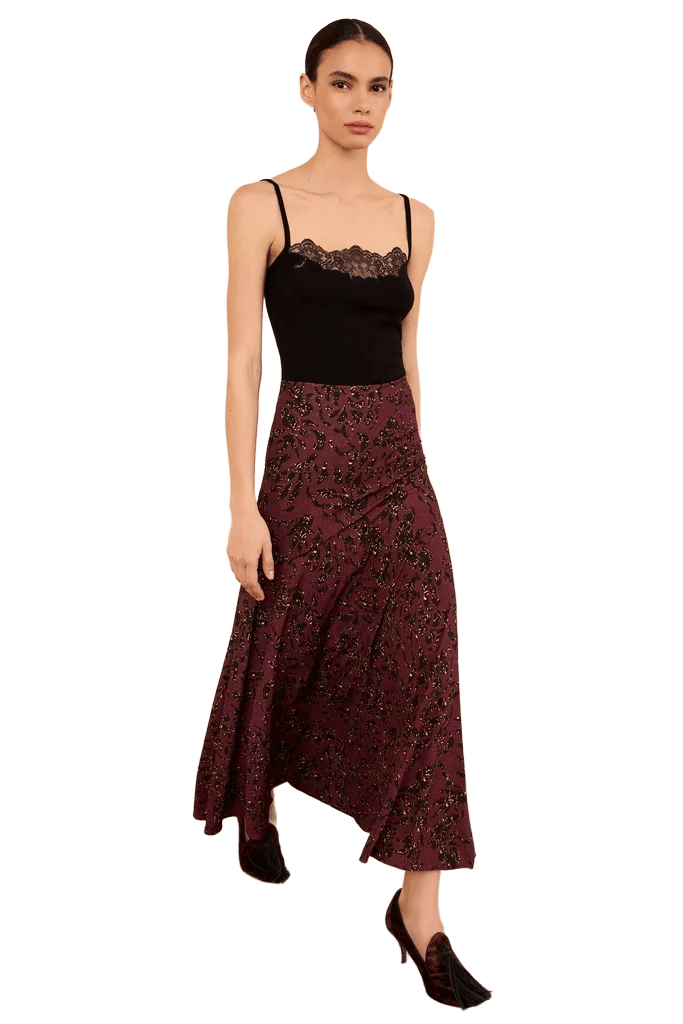 Fiona Jersey Skirt - Claret Floral