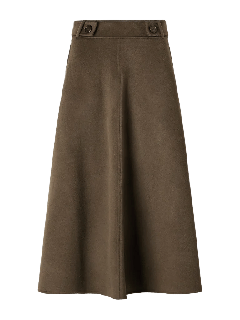Wool and cashmere-blend woven midi skirt