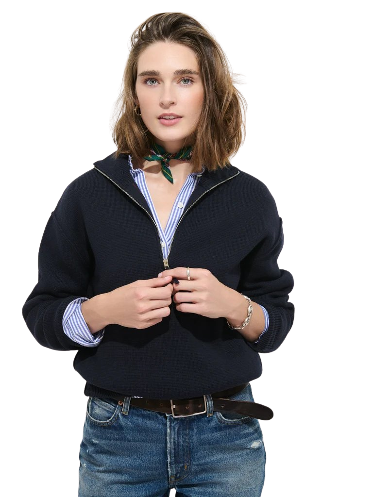 Daphne Half-Zip Sweater in Cotton Cashmere