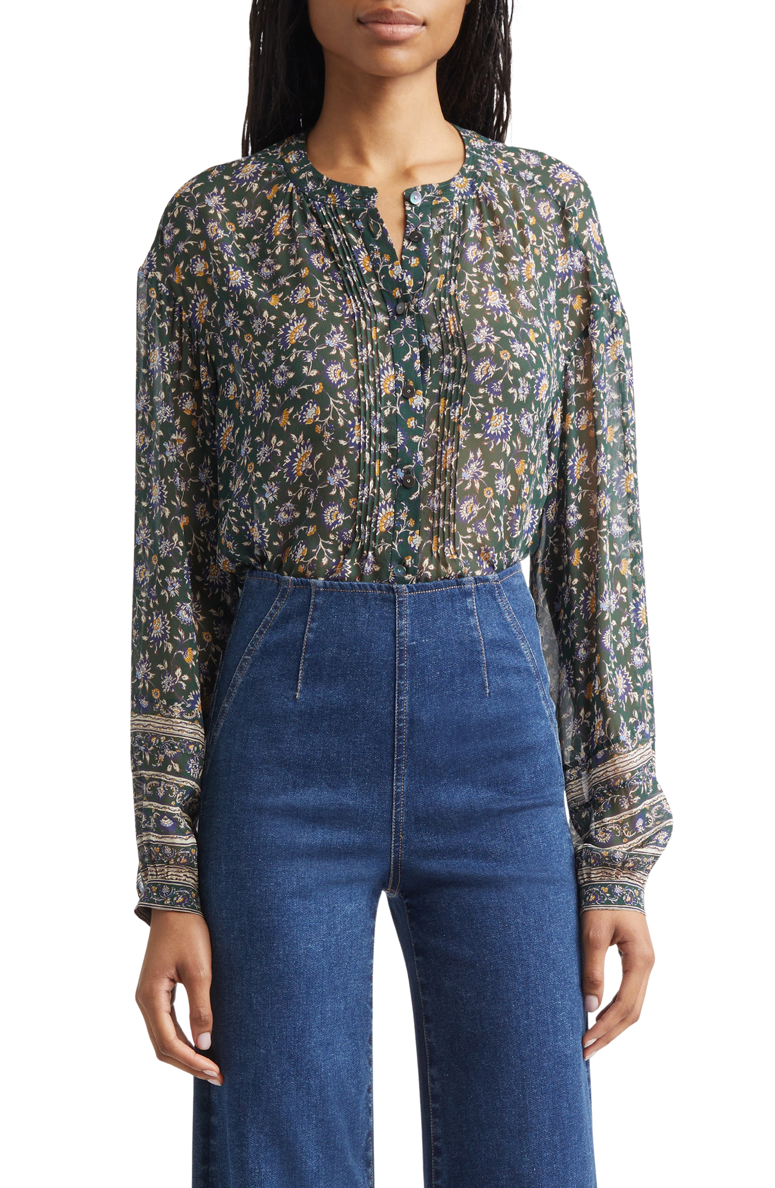 Lollie Floral Silk Button-Up Shirt