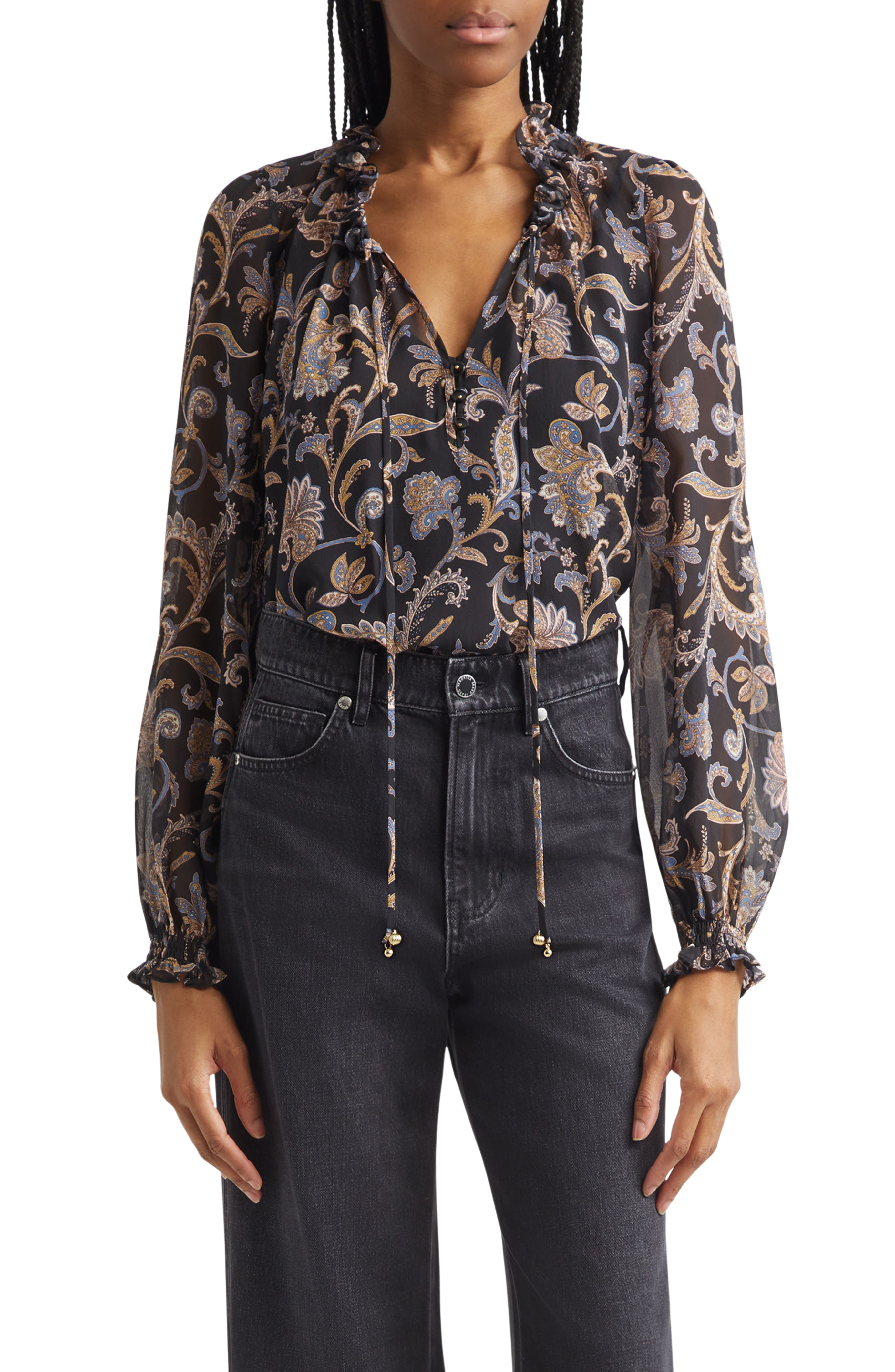Hickory Paisley Silk Blouse