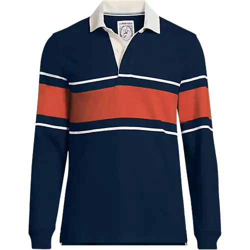 Men's Long Sleeve Stripe Rugby Shirt