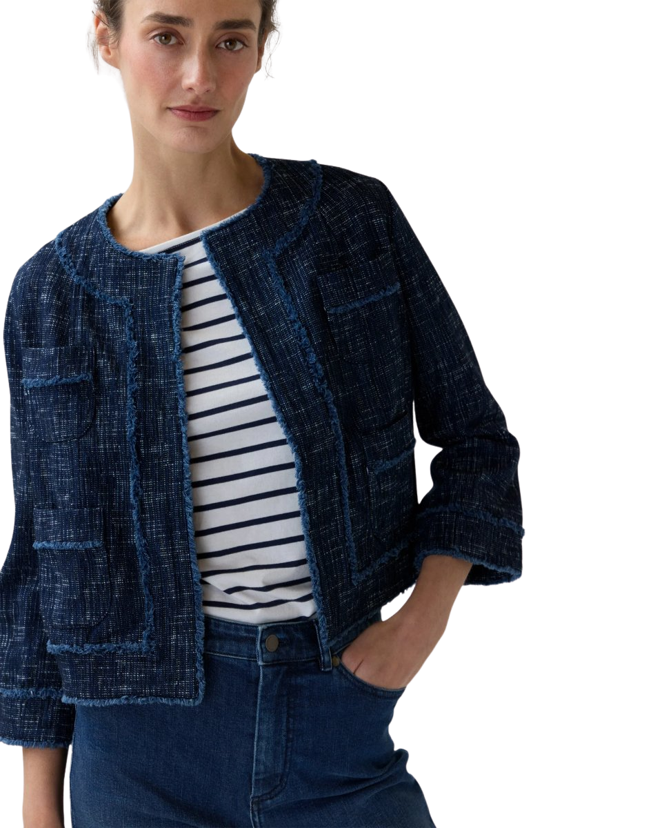 Kiki Jacket Indigo Tic-Weave Jacquard