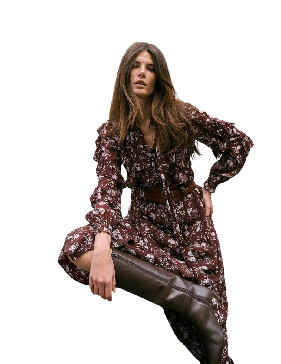 Ruffle Tie Neck Dress