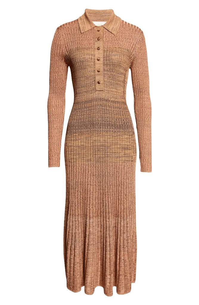 Mouliné Rib Polo Sweater Dress