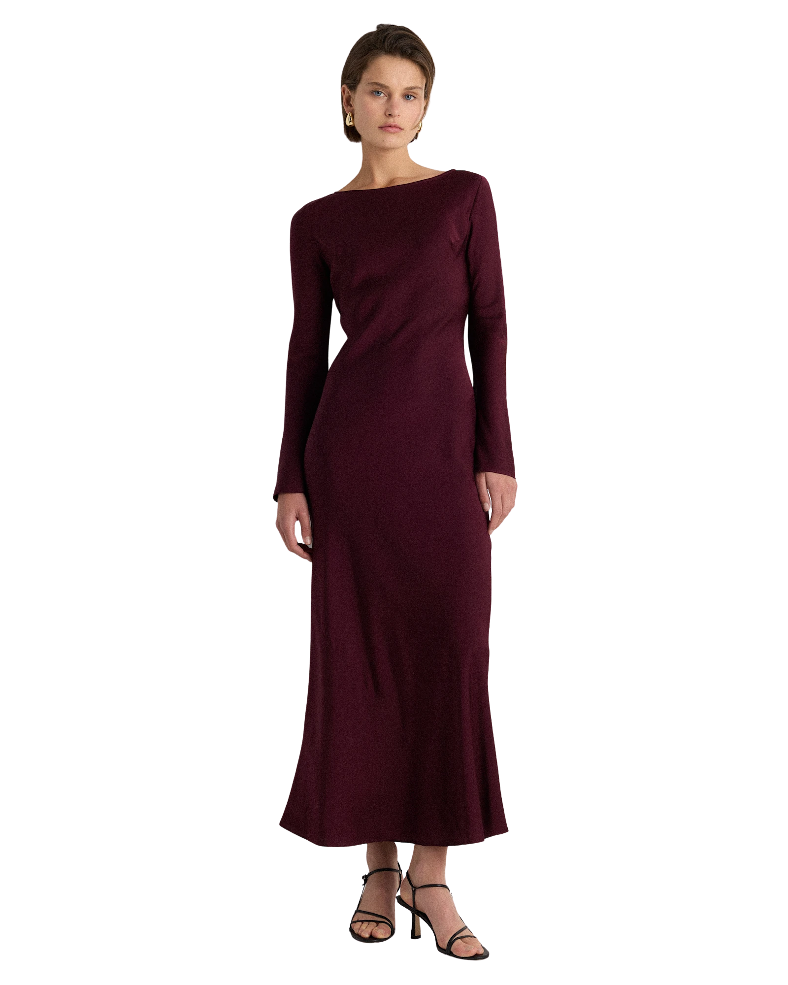 Washable Stretch Silk Long Sleeve Maxi Dress