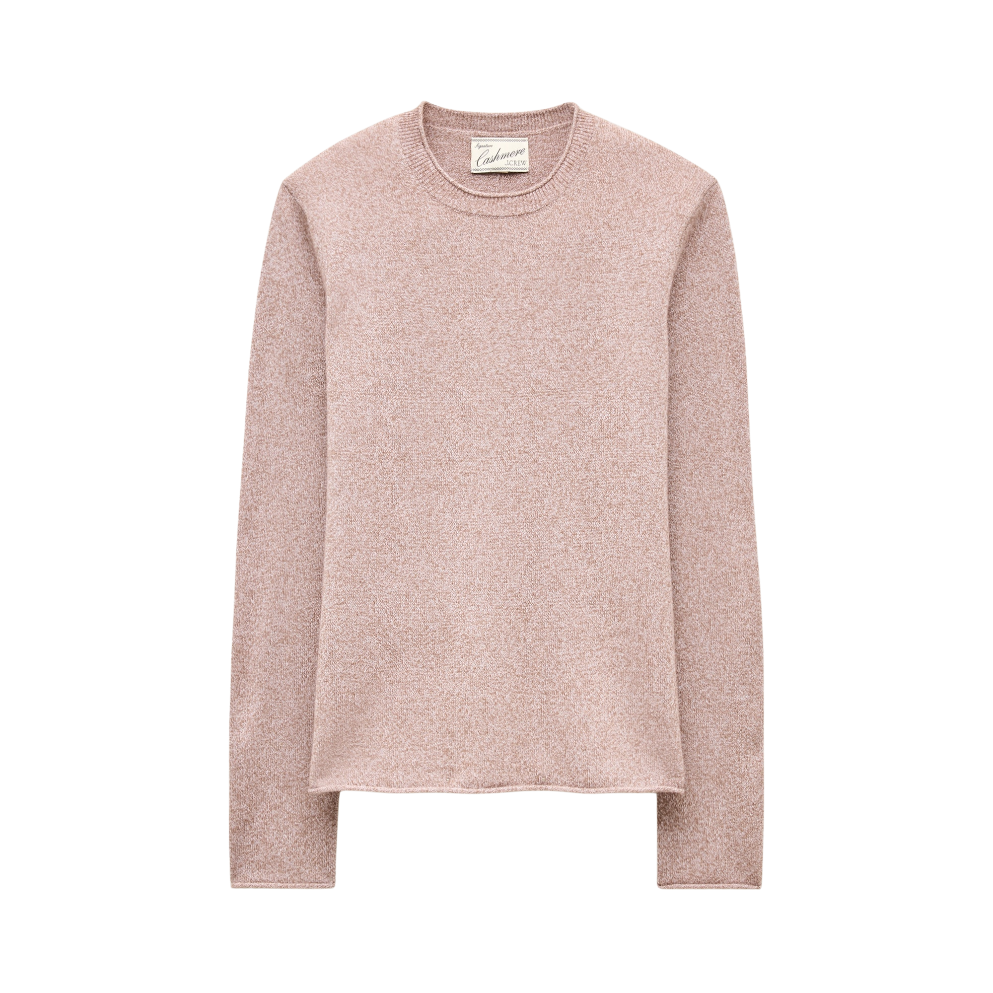 Rolled cashmere long-sleeve sweater in marled yarn