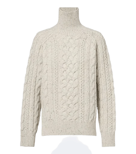 Cable-knit wool turtleneck sweater