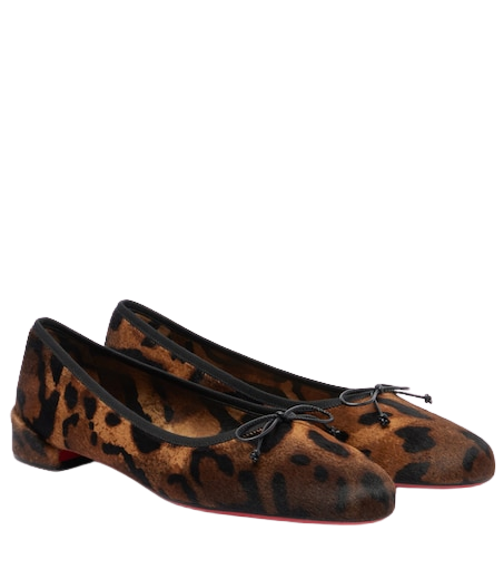Leopard-print calf hair ballet flats