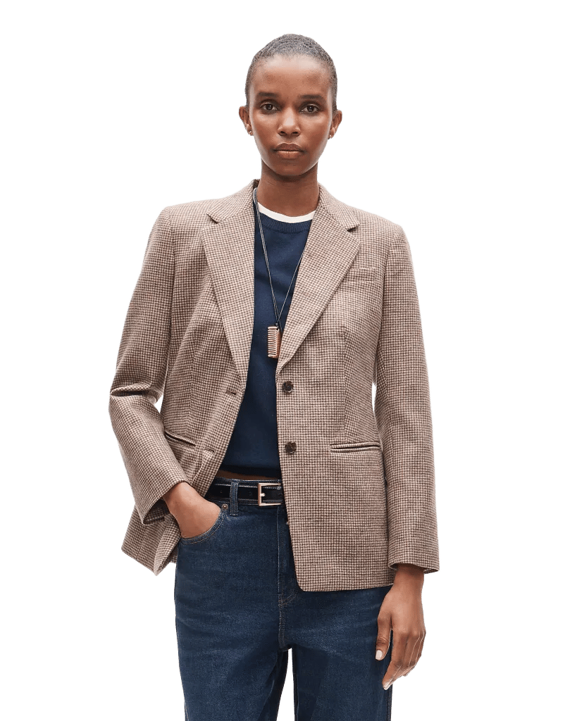 Margeaux blazer in plaid wool-blend flannel