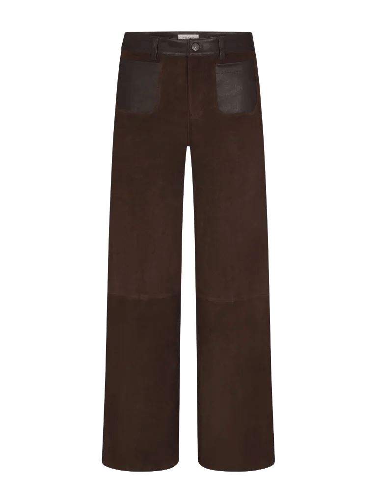 The Suede And Leather Slim Palazzo Modernist Pocket -- Dark Brown