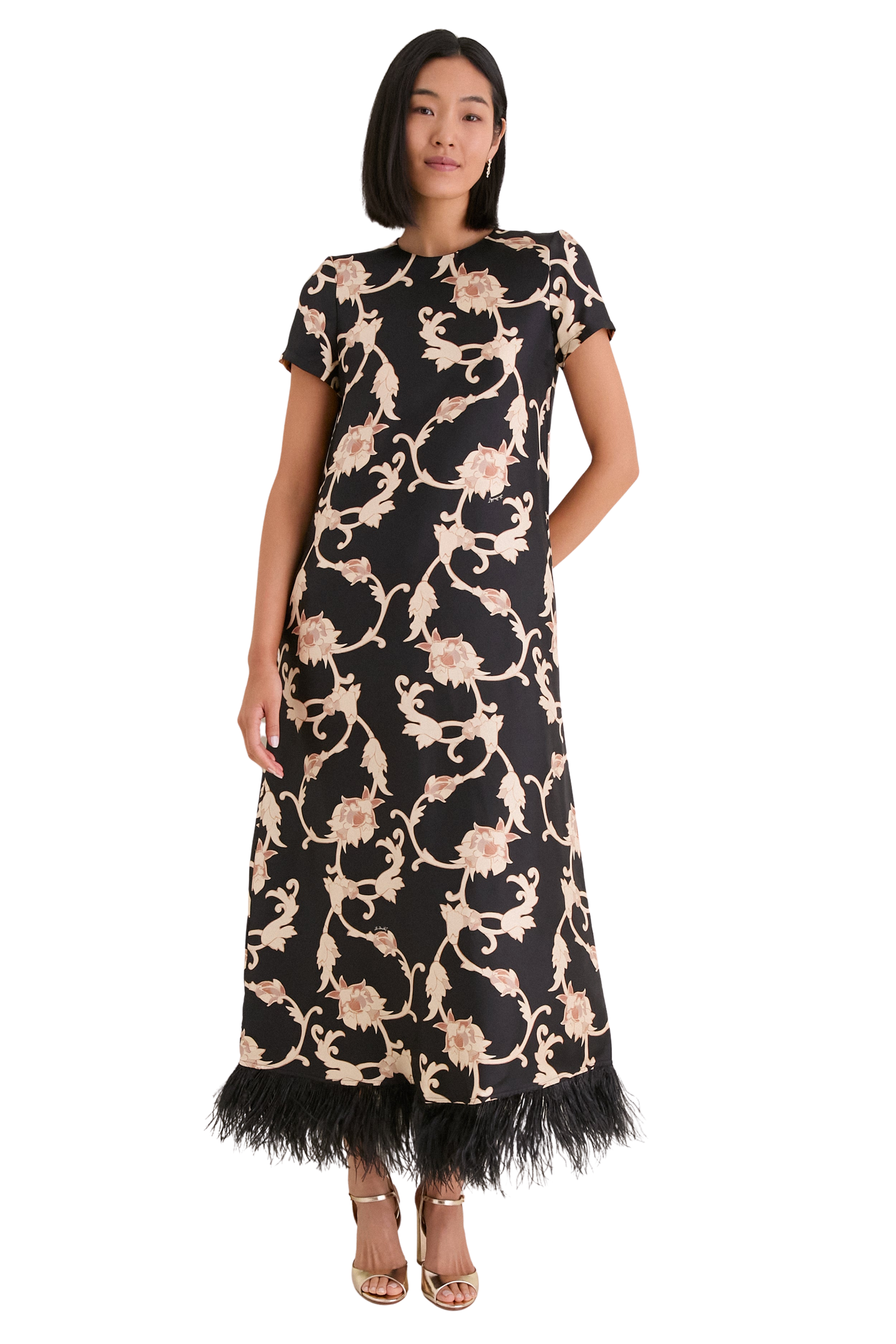 Buttercup Swing Dress with Feathers