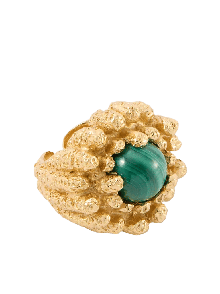 Lia 18-karat gold-plated pewter and resin ring