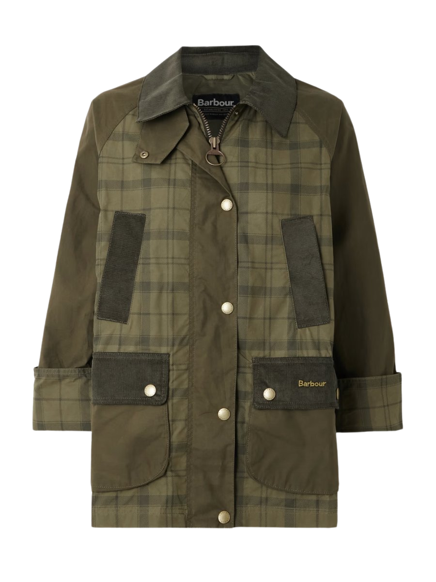 Beadnell corduroy-trimmed checked cotton jacket