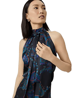 Studio Collection Paisley Bow Halter Top in Silk