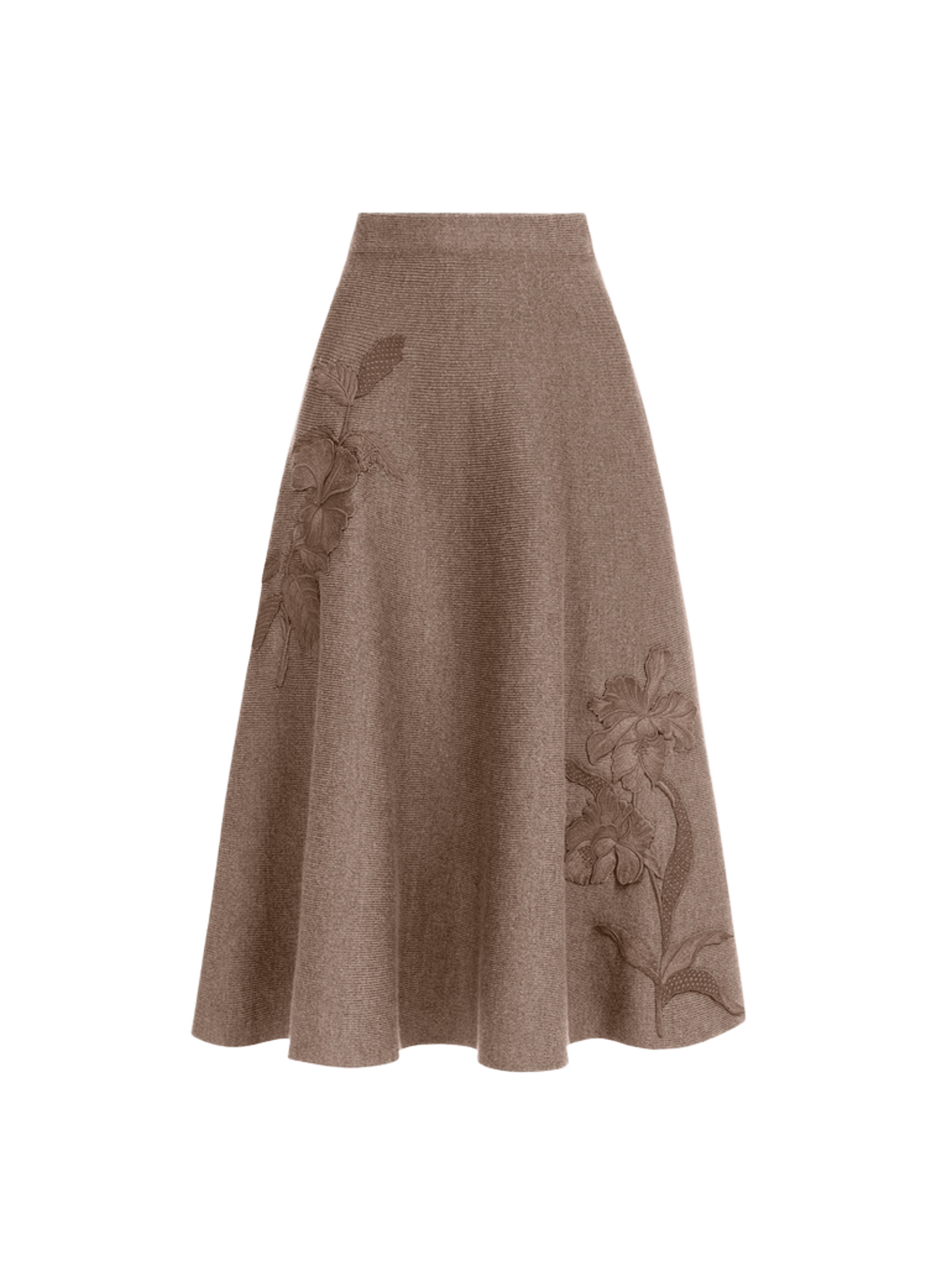 Hibiscus Embroidered Knit Skirt