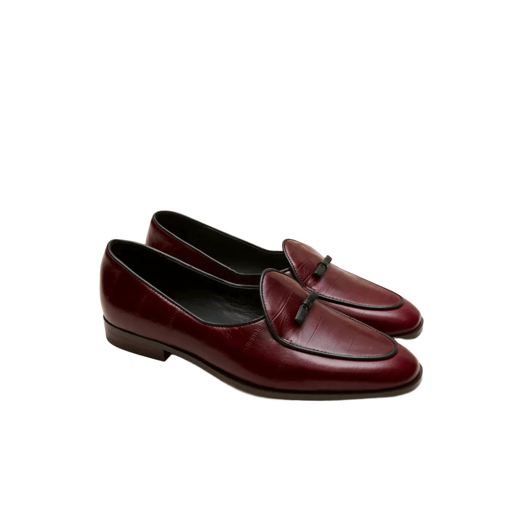Smoking slippers in eel-embossed leather