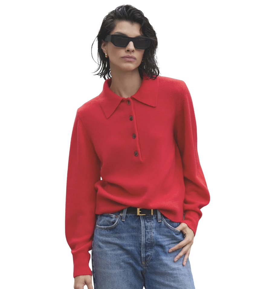 The Cashmere Polo in Cherry