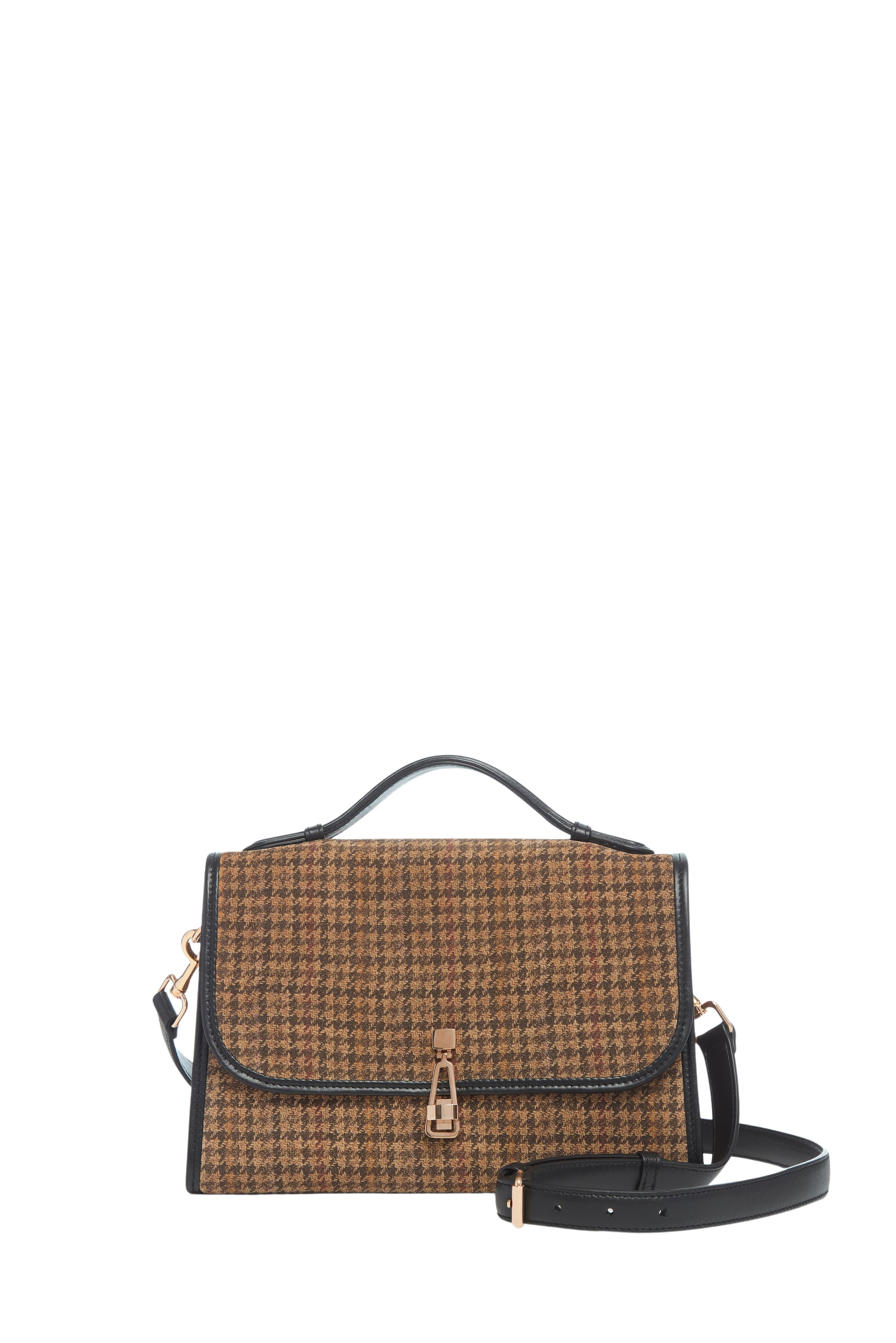 Medium Leonora Bag in Camel Multi Suede Houndstooth