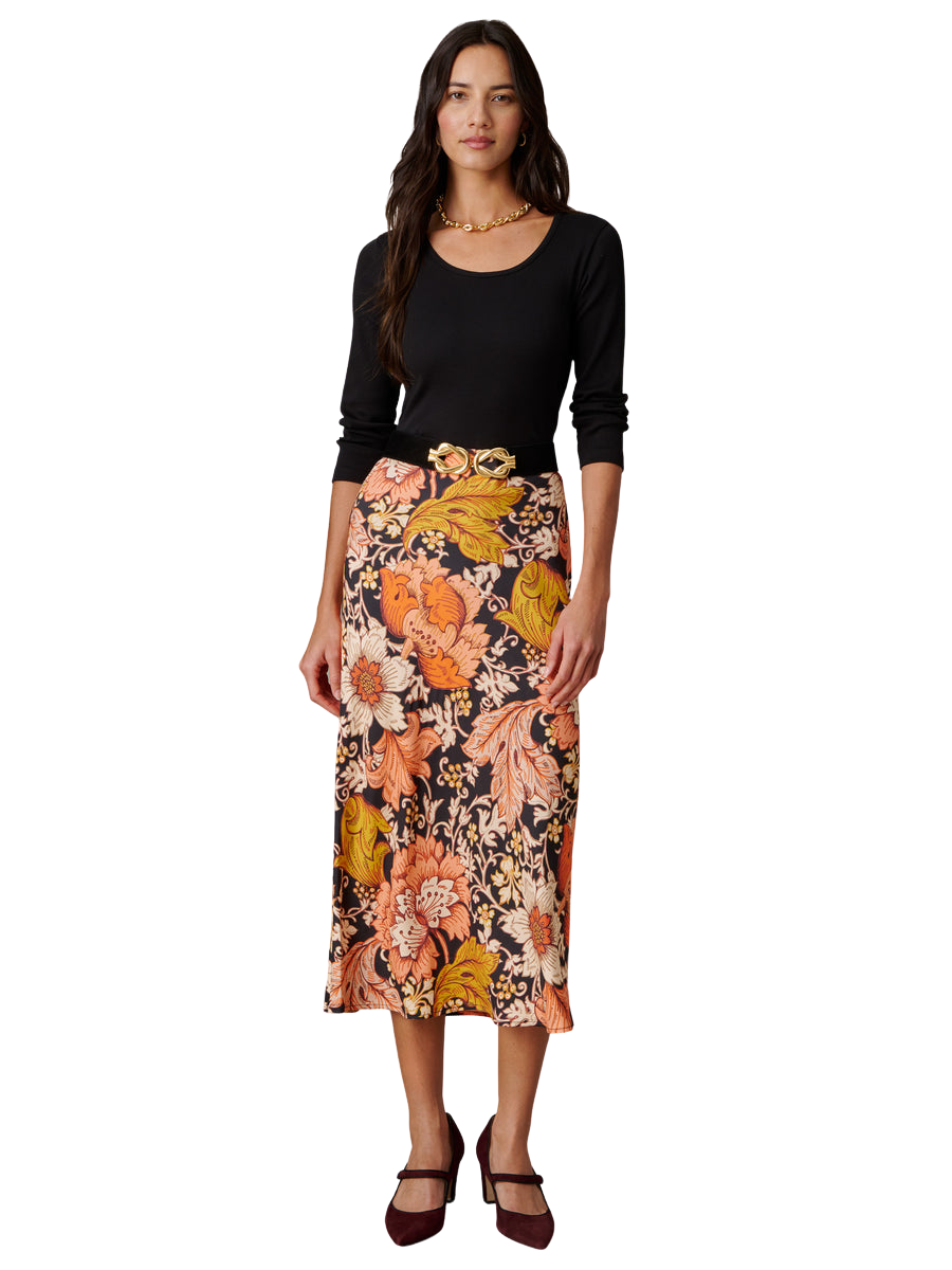 Adelyn Silk Blend Skirt in City Garden Bias
