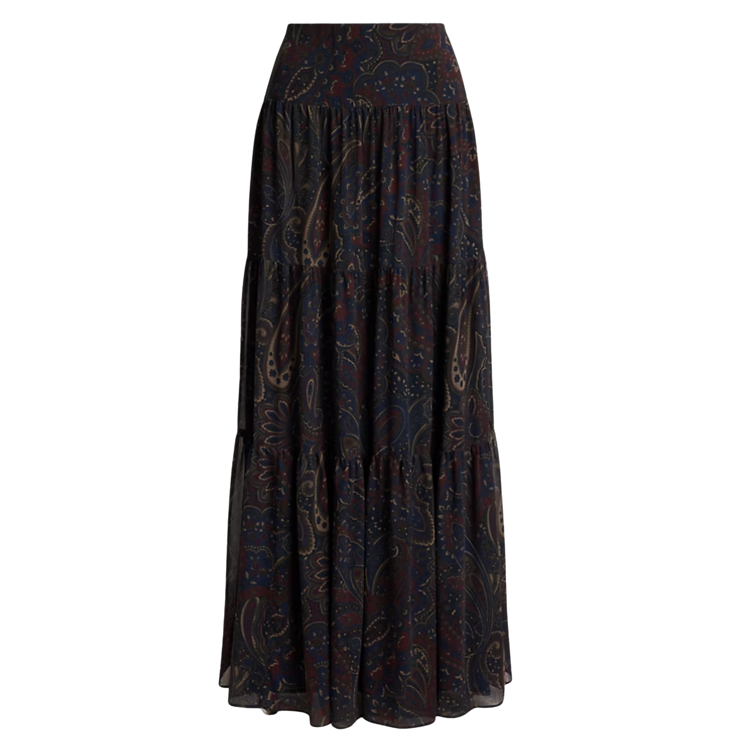 Paisley Georgette Tiered Maxiskirt
