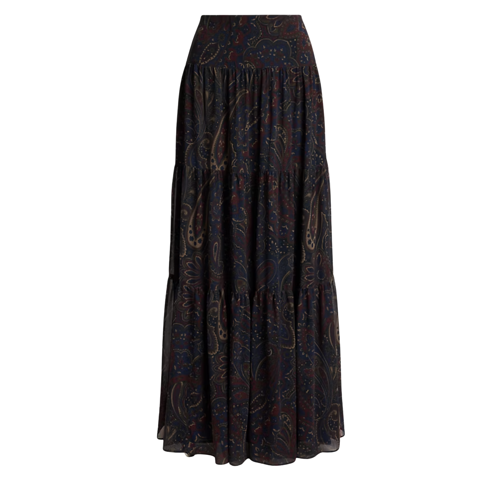 Paisley Georgette Tiered Maxiskirt