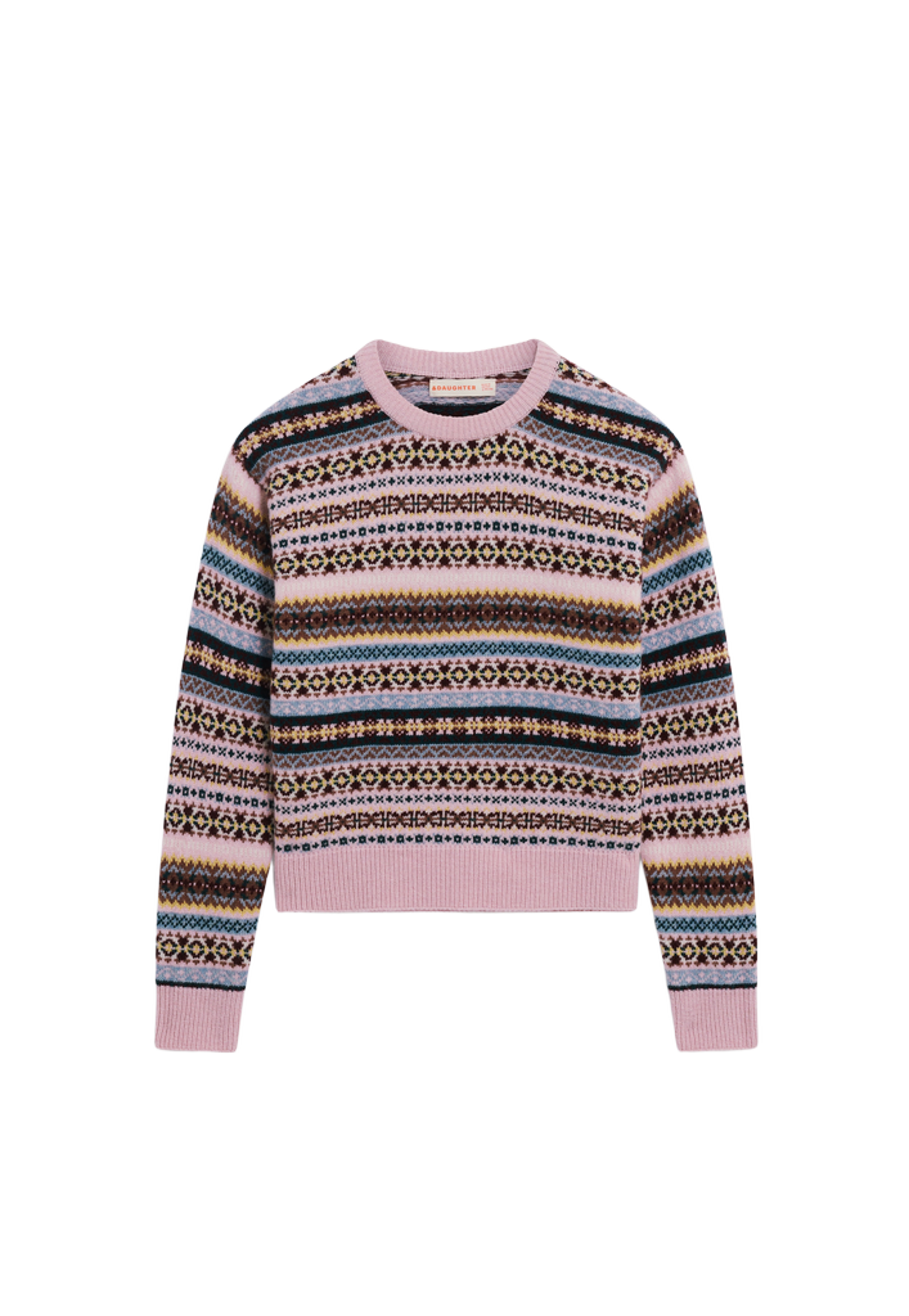 Sligo Slim Fairisle Crewneck in Nymph Multi