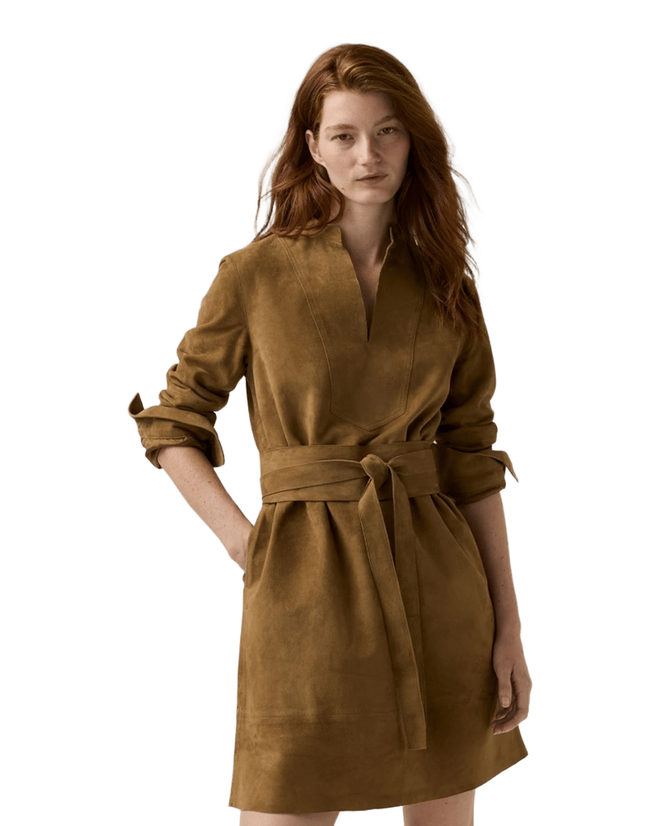 Mackey Dress Khaki Goat Suede