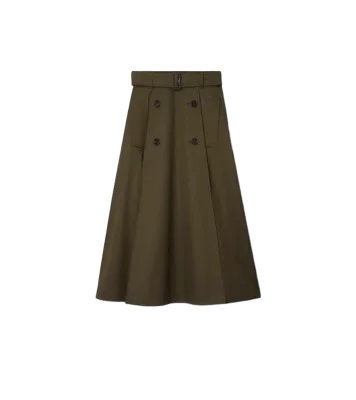 Gabardine Trench Midi Skirt