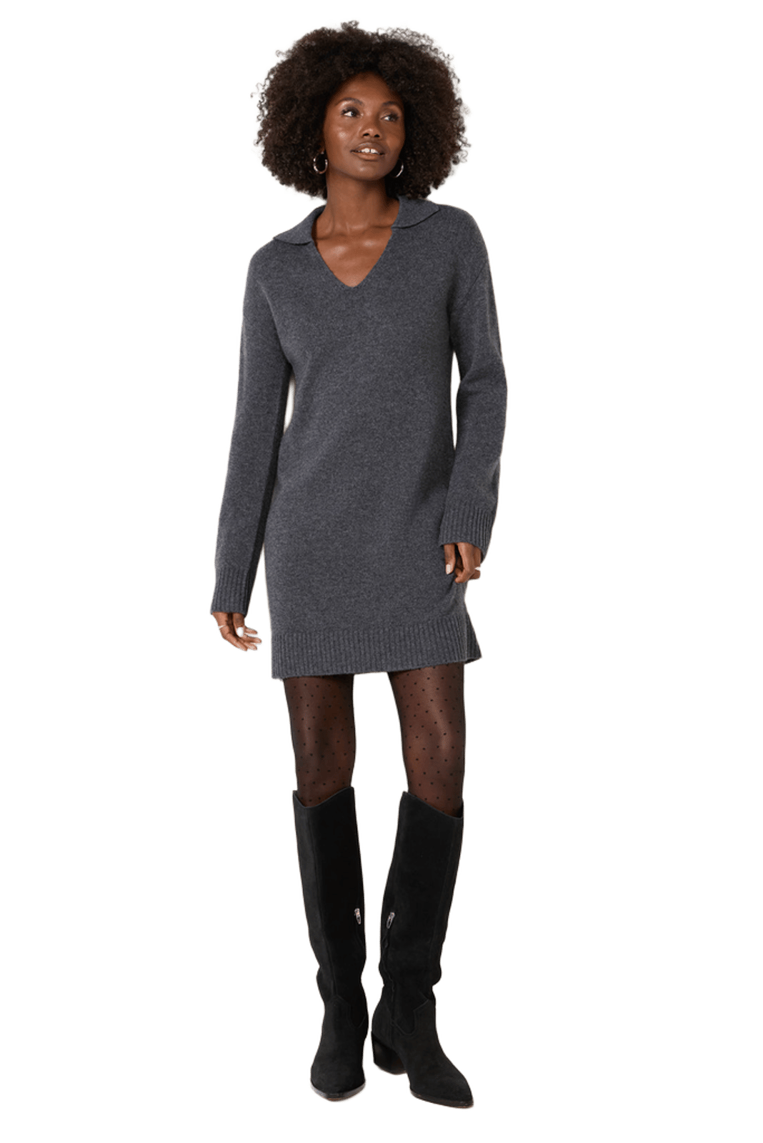 Collared Pullover Sweater Dress
