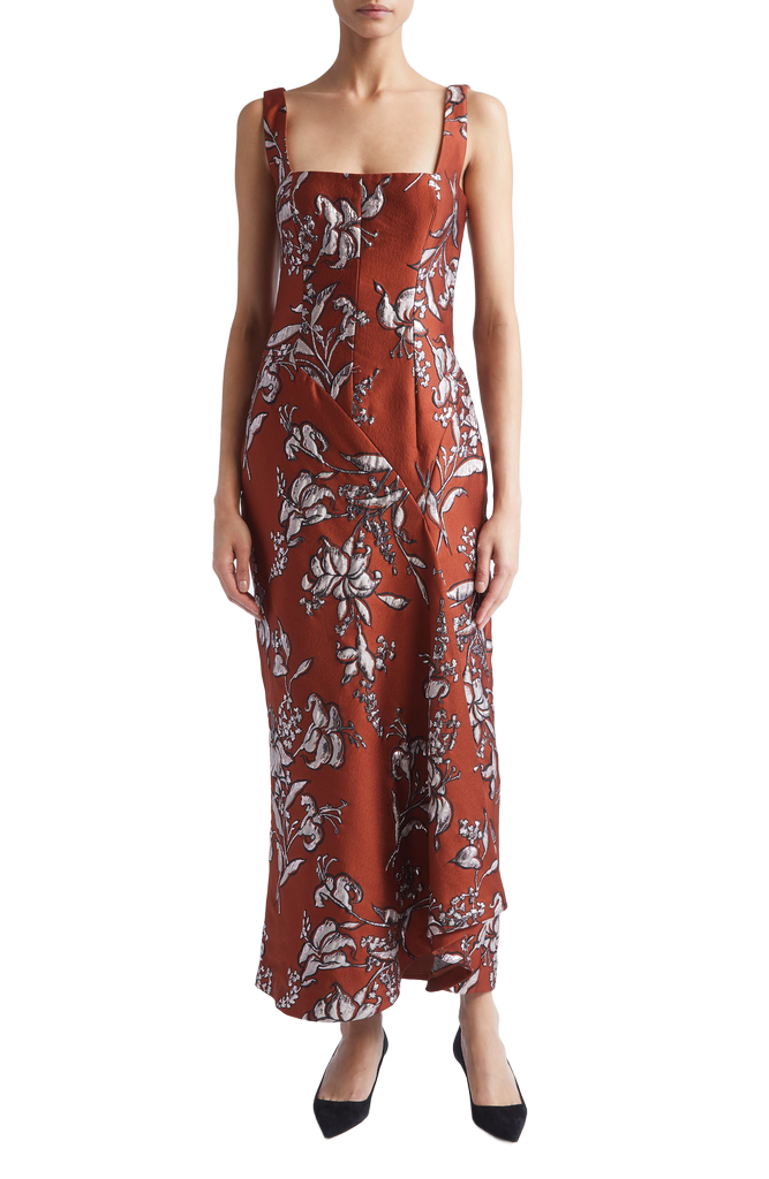Metallic Floral Brocade Gown